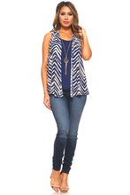 Women's Zig Zag Sleeveless Top with Attached Camisole and Necklace