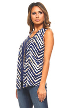 Women's Zig Zag Sleeveless Top with Attached Camisole and Necklace