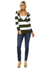 Women's V-Neck Stripe Sweater