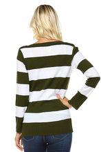 Women's V-Neck Stripe Sweater