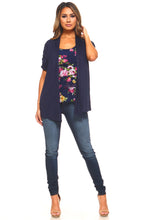 Women's Floral Print Top with Attached Cardigan
