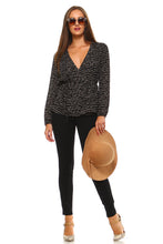 Women's Printed Criss Cross Tie Blouse