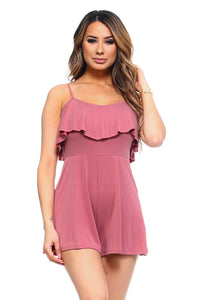 Women's Layered Ruffle Tank Romper