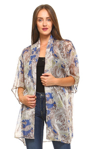 Women's Sheer Pasley Kimono Cardigan