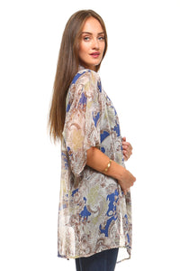 Women's Sheer Pasley Kimono Cardigan