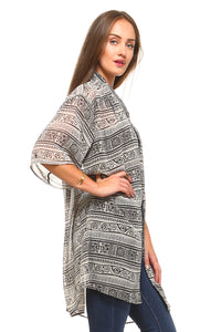 Women's Sheer Aztec Kimono Cardigan