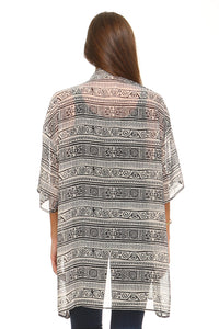 Women's Sheer Aztec Kimono Cardigan