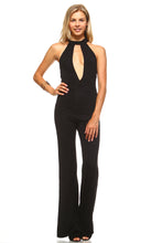 Women's Deep Key Hole Bell Bottom Jumpsuit