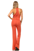 Women's Deep Key Hole Bell Bottom Jumpsuit