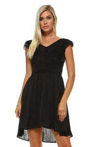 Women's Lace Silk Button Dress