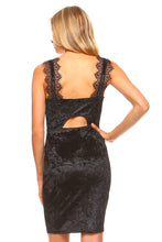 Women's V-Neck Velvet Lace Detail Tank Dress