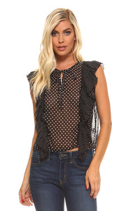 Women's Polka Dot Ruffle Top