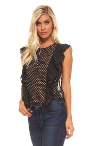 Women's Polka Dot Ruffle Top