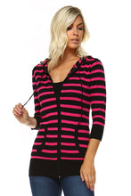 Women's 3/4 Three Quarter Sleeve Stripe Sweater