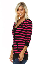 Women's 3/4 Three Quarter Sleeve Stripe Sweater