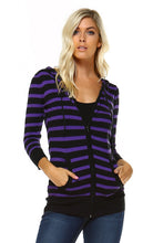 Women's 3/4 Three Quarter Sleeve Stripe Sweater