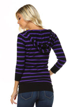 Women's 3/4 Three Quarter Sleeve Stripe Sweater