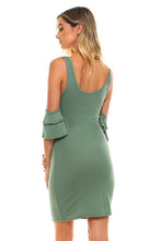 Women's Cold Shoulder Ruffle Tank Dress