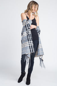 Women's Plaid Off Shoulder Fringe Cardigan