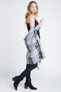 Women's Plaid Off Shoulder Fringe Cardigan