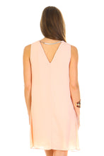 Women's Loose V-Neck Cut Out Dress with Gold Neckline