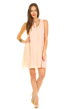 Women's Loose V-Neck Cut Out Dress with Gold Neckline