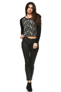 Women's Floral Print Crop Sweater