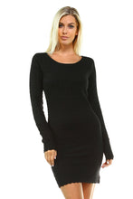 Women's Long Sleeve Textured Sweater Dress