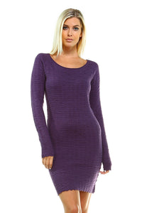 Women's Long Sleeve Textured Sweater Dress