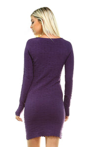 Women's Long Sleeve Textured Sweater Dress