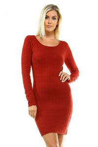 Women's Long Sleeve Textured Sweater Dress