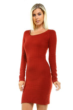 Women's Long Sleeve Textured Sweater Dress