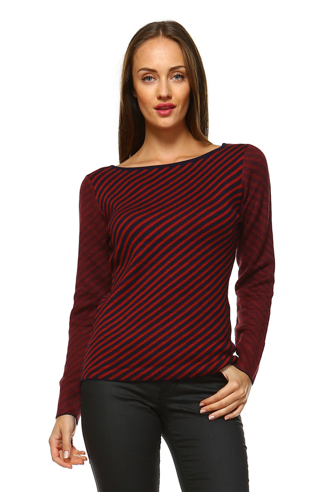 Women's Wide Neck Stripe Sweater