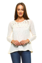 Women's Long Sleeve Crochet Knit Top