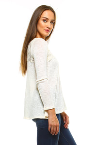 Women's Long Sleeve Crochet Knit Top