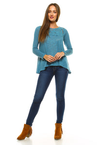 Women's Long Sleeve Crochet Knit Top