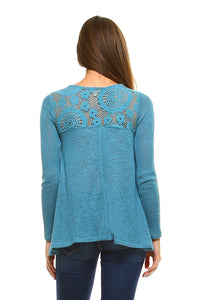 Women's Long Sleeve Crochet Knit Top