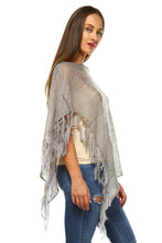 Women's Open Knit Fringe Poncho