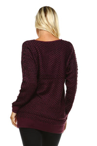 Women's Mixed Knit Deep V Sweater