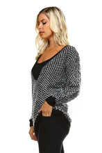 Women's Mixed Knit Deep V Sweater