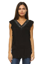 Women's V-Neck Stud Detail Top