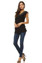 Women's V-Neck Stud Detail Top