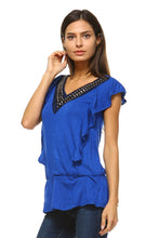 Women's V-Neck Stud Detail Top