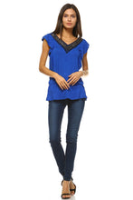 Women's V-Neck Stud Detail Top