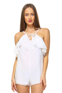 Women's Front Tie Ruffled Romper