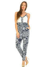 Women's Printed V-Neck Jumpsuit with Lace Detail