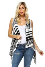 Women's Stripe Hi-Low Sleeveless Cardigan