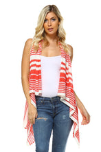 Women's Stripe Hi-Low Sleeveless Cardigan