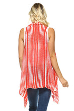 Women's Stripe Hi-Low Sleeveless Cardigan
