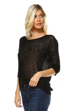 Women's Open Knit Sequin Top